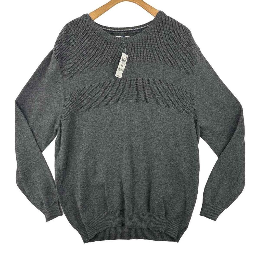 Club Room Sweater Mens 3XL Charcoal Cotton Crewneck Textured Pullover